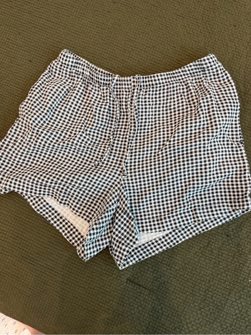 A New Day Black & White Gingham Linen Shorts